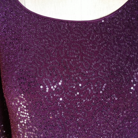CHRISTMAS #18 NWT EXPRESS LS Glittery Grape Sequined Sheath Dress NWT - Picture 3 of 8